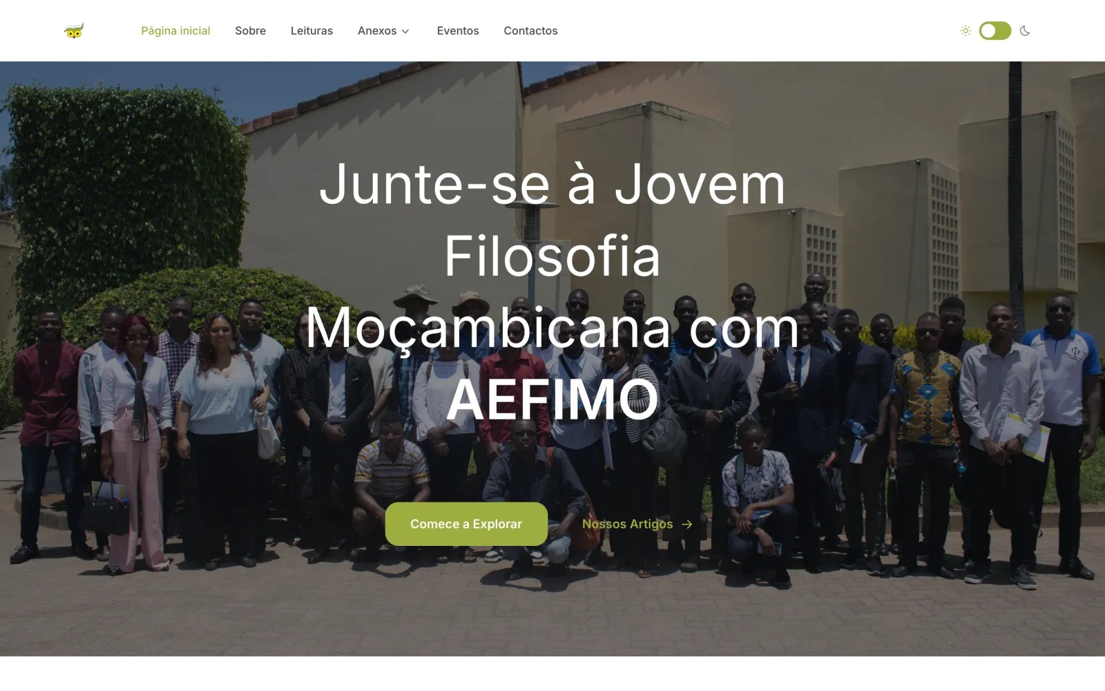 Website AEFIMO — Jovem Filosofia Moçambicana